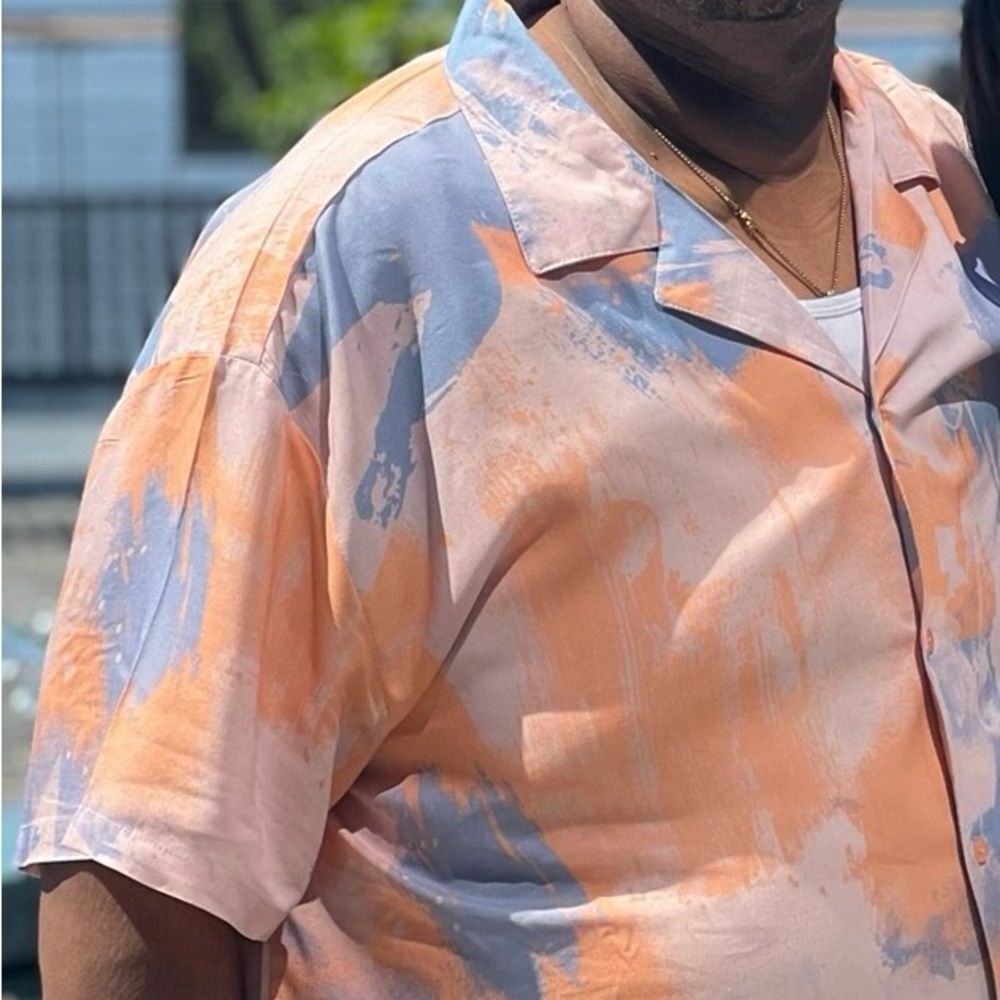 Stylish Men’s Orange and Blue Top